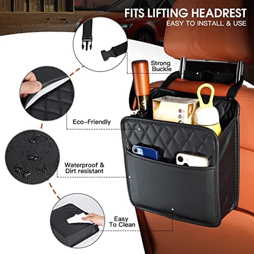 TepTupGa 2Pack Car Seat Back Hanging Bag Car Document Holder Multi-Pocket Bottle Bag Storage Waterproof Pu Leather Box Organizer Travel Tidy Pouch Pocket Kids — view 3