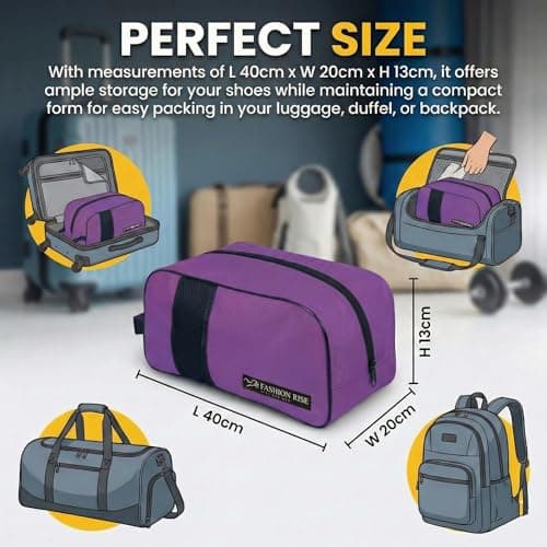 Waterproof Sports Boot/Shoe/Travel Bag for Football Cricket Rugby Golf Toiletry Gym for Men/Women (Black-Purple) — view 4