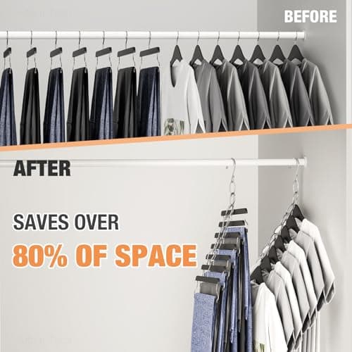 NiHome 10-Pack Space Saving Clothing Chain Hanger, Foldable Metal, Silver — view 2