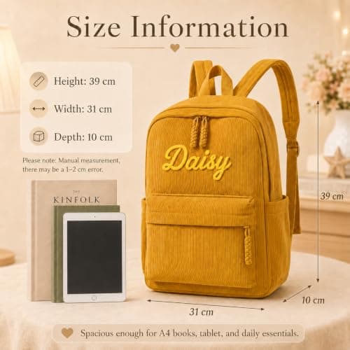 Personalised School Bag for Teenage College Primary Secondary (Red) — view 4