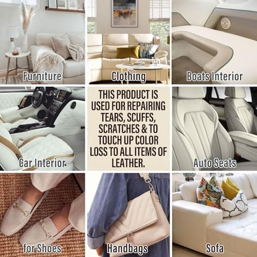 ARCSSAI Leather and Vinyl Repair Kit - Restorer of Your Furniture,Car Seats,Sofa,Jacket,Purse,Belt,Shoes,Genuine,Italian,Bonded,Bicast,Pu Leather No Heat Required Repair & Resto — view 6