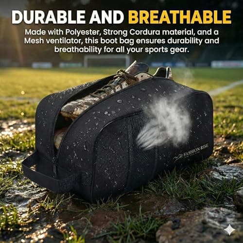 Waterproof Sports Boot/Shoe/Travel Bag for Football Cricket Rugby Golf Toiletry Gym for Men/Women (Black) — view 2