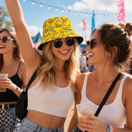 WHJYCC Rubber Duck Print Reversible Bucket Hat UPF50+ Sun Protection - Wide Brim Foldable Summer Hat, Lightweight Breathable Cotton Blend Fisherman for Women and Men, Beach Travel Festival — view 3