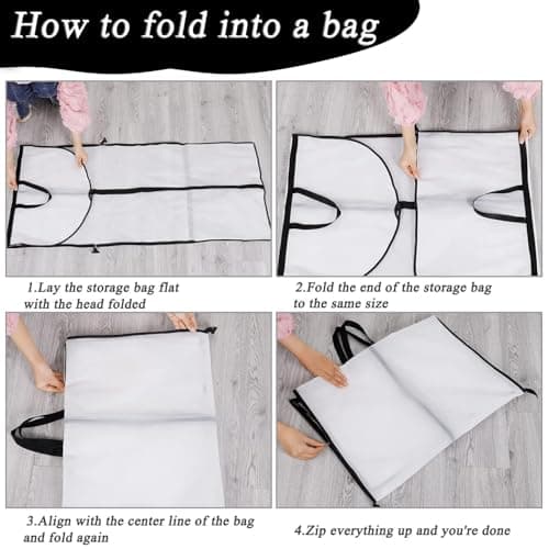 1 Pack Long Dress Covers Bag Dust Proof Clothes Covers Moth Proof Garment Bag Wedding Dress Bag Folding Long Coat Cover for Coat Gowns Dresses Shirts Suits Jackets Storage (White) — view 4