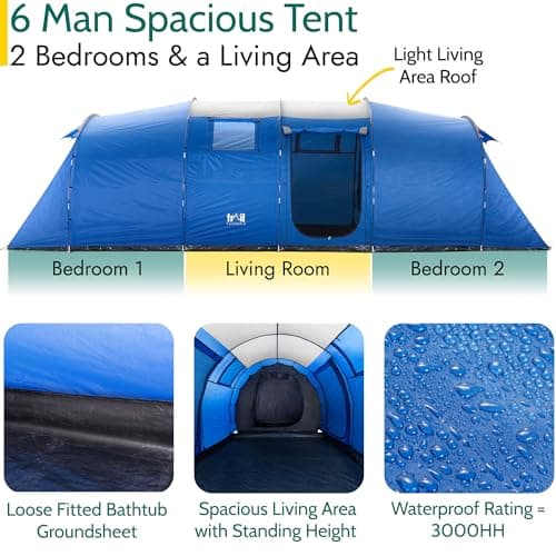 Trail Easdon 6 Man Family Tent, L700cm x W240cm x H185/210cm — view 4