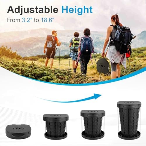 Upgrade Retractable Portable Toilet for Adults - 18.6"H Adjustable Height Camping Tall Toilet, XL Travel Folding Toilet with Lid and Paper Holder, Compact Potty for Car, Hiking, Beach and Camping — view 3