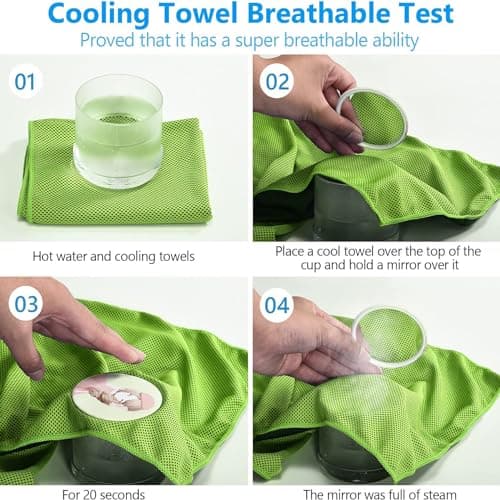 SZELAM [4 Pack] Cooling Towel (40”x 12”) Sweat Towel, Cool Rags Neck, Ice Towel Sport, Yoga, Trip, Beach, Camping, Cruise, Gym and More, Wet Towels Cool Down Neck, Sky Blue/Rose Red/Green/Royal Blue — view 5