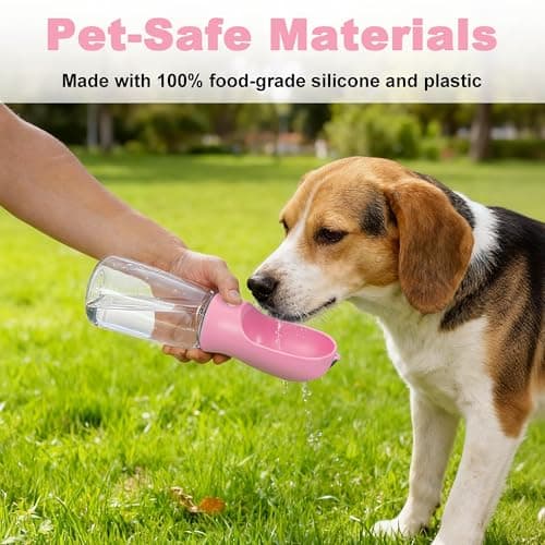 BARGAIN FACTORY Dog Water Bottle, Lightweight, Leak Proof Portable 550 ML Water Dispenser with Drinking Feeder for Pets Outdoor Walking, Hiking, Travel, Food Grade Plastic For Pets (Pink) — view 5