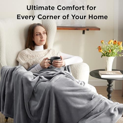 Bedsure Fleece Throw Blanket for Bed - Flannel, Silver Grey, 150x200 cm (Pack of 2) — view 4