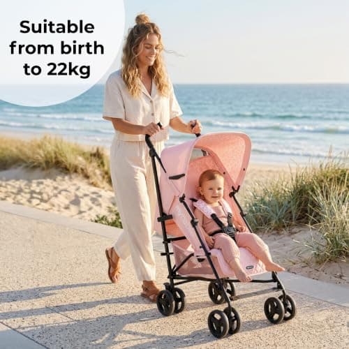 My Babiie MB01 Stroller - from Birth to 4 Years (22kg), Lightweight & Compact Umbrella Fold, Travel Buggy for Toddlers - Pink Leopard — view 2