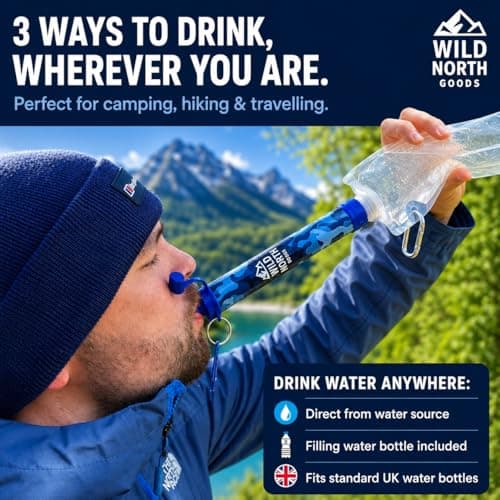 Wild North Goods Water Filter Straw with Bottle, Portable Camping Water Filter & Survival Water Purifier for Hiking, Travel, Fishing, Backpacking & Emergency Kit — view 4