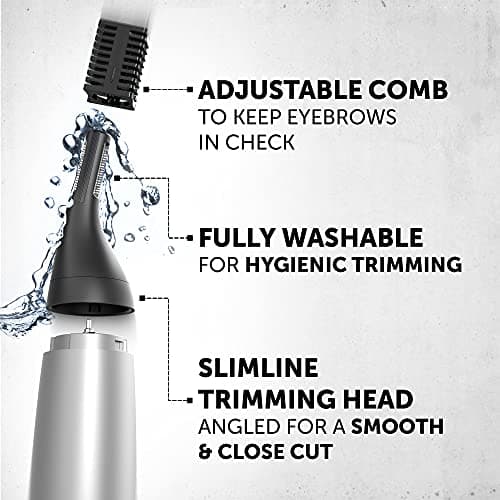 Wahl Precision, Ear, Nose and Eyebrow Trimmer,Gifts for Him, Precision Dual Blade, Vertical Trimming Head, Fully Washable Trimmers, 5 Trimming Lengths, Battery Operated — view 2
