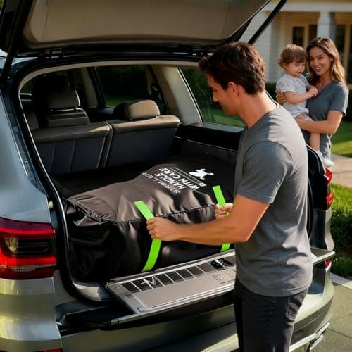 CENBEN Stroller Bag for Airplane, Large Capacity Pram Travel Bag, Waterproof Pushchair Cover with Hand Strap, Pushchair & Pram Transport Bags for Airplane Infant Buggy Stroller Storage(Black) — view 5