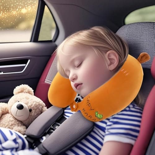 IQEPXTGO Capybara Neck Pillow for Travel, Soft Memory Foam Neck Support Pillows for Adults Kids, U-Shaped Pillow with Adorable Animal Design Travel Pillows for Home, Office, Planes, Trains-Brown — view 2