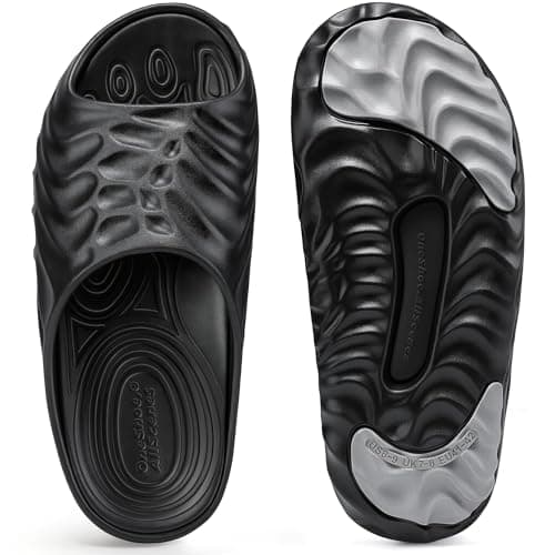 MIXIN Mens Sandals,Arch Support Recovery Lightweight Sport Slides Slippers with Removable Insoles, Open Toe Non-Slip Shoes for Beach, Garden, Travel & Daily Wear Black UK7-8