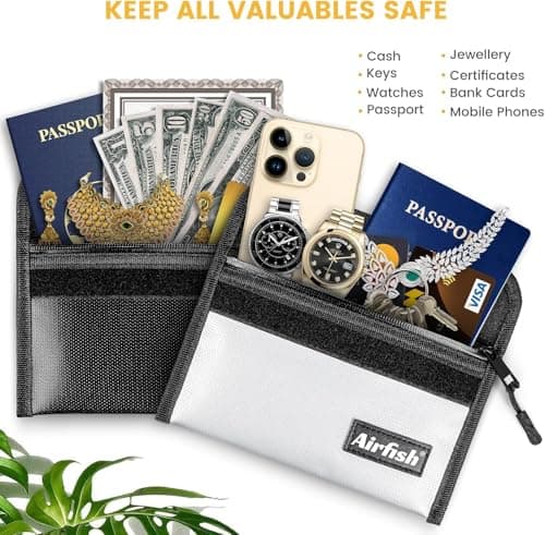 Airfish Fireproof Wallet, 5 x 8 inches, Waterproof Cash Bag with Zipper, Small Fireproof Cash Bag for Valuables, silver — view 6