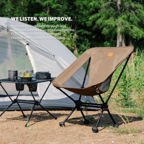 Naturheike YL08 Ultralight Camping Chair, Backpacking Chair with Anti-Sinking Feet, Portable Compact Folding Chair for Hiking Camping Fishing Outdoor — view 6