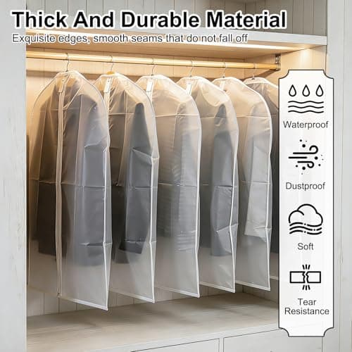 6 Pcs Long Garment Bags 60x100cm Waterproof Zip Clothes Covers — view 5
