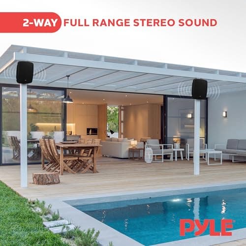 Pyle Bluetooth Outdoor Speakers Pair – 16.5 cm (6.5") Waterproof Wall/Ceiling Mounted Wireless 2-Way Speakers, Heavy-Duty Grille, Garden Patio Use, Indoor Sound System — view 5