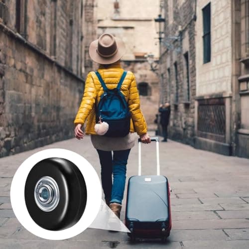 4 Pcs Luggage Suitcase Replacement Wheels 50 x 18 mm Rubber Luggage Wheel Repair Kit Heavy Duty Rubber Swivel Caster Wheels Replacement for Suitcase — view 4