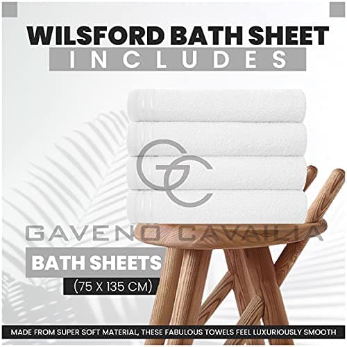 GC GAVENO CAVAILIA Large Towels Bath Sheet - Highly Absorbent Egyptian Cotton Towel Set - 4 Pack Extra Soft Large Bath Towel White - Quick Dry Bath Sheets - 450 GSM Washable Towels, 75X135 Cm — view 3