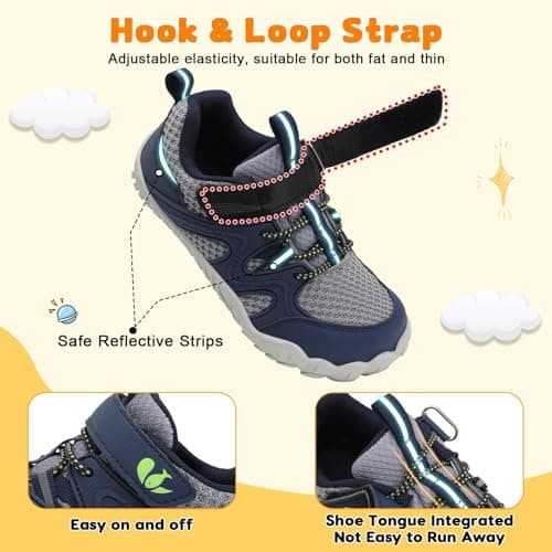 JOINFREE Kids Walking Shoes Girls Boys Barefoot Sneakers Toddler Non-Slip Hiking Shoe Tennis Sneaker Grey Green 13 UK Child — view 4