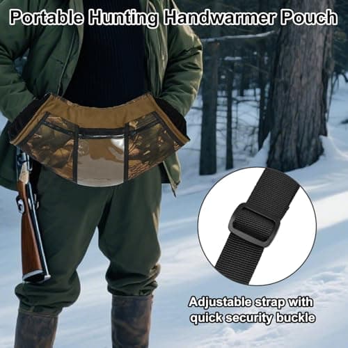 Camo Hunting Hand Warmer Pouch, Polar Fleece Warm Hand Muff Insulated Hunter Hands Warming Pouch Camouflage Hunting Gear with Phone Touchscreen for Men Women Hiking Camping Ice Fishing Cold Protection — view 5