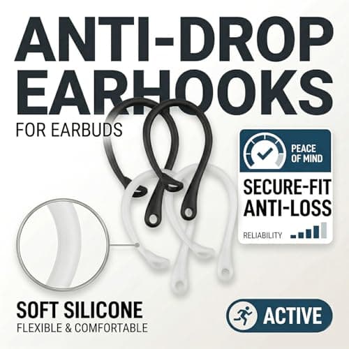 Gaomumu 4PCS Silicone Ear Hooks Wireless Earbuds, Portable Replacement Earphone Holder, Ergonomic Anti-Lost Secure Earphone Loops for Running, Cycling, Gym(Black & White) — view 4