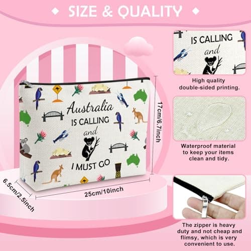 Australia Trip Gift Makeup Organizer Bag Austria Landmarks Gift Australian Vacation Lover Cosmetic Bag Travel Themed Gifts for Best Friend Sister Graduation Christmas Birthday Gifts Travel Pouch — view 2