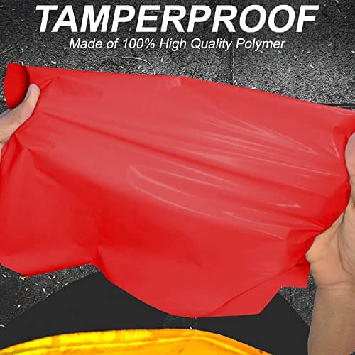YUNJU 60 Mixed Mailing Postal Self-Seal Closure Plastic Bags - Envelopes for Posting Clothes, Postal, Packaging, Shipping Bags - Tempered Proof, Secure Medium Postage Bags - Mixed Sizes - Red — view 4