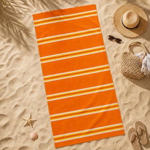 Adore Striped Beach Towels 2 Pack - Teal & Orange 75 x 150 cm — view 5