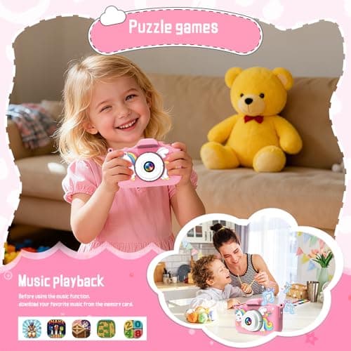 Kids Camera 1080P 32GB, Unicorn Silicone Case, Selfie Camera for Kids — view 3