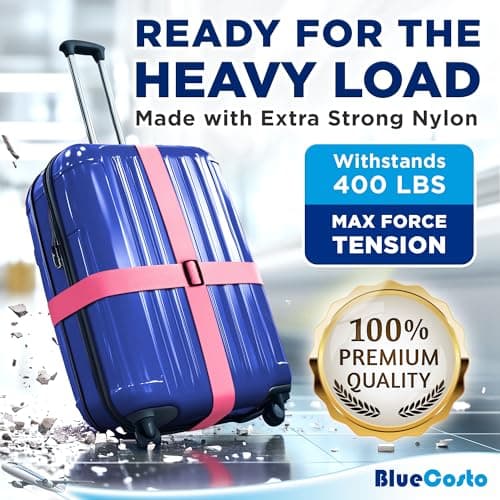 Luggage Straps for Suitcase - Pink, 1.9m x 5cm, 4 Pack - Strap for Suitcases - TSA Approved by BlueCosto — view 2
