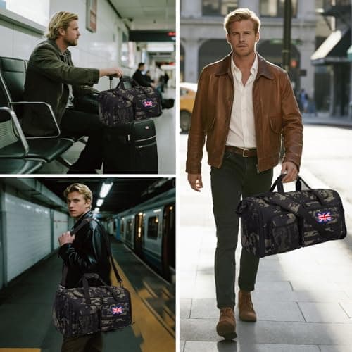 Bunnychic Expandable Tactical Duffle Bag for Men, 52L Large Holdall Bag Gym — view 2