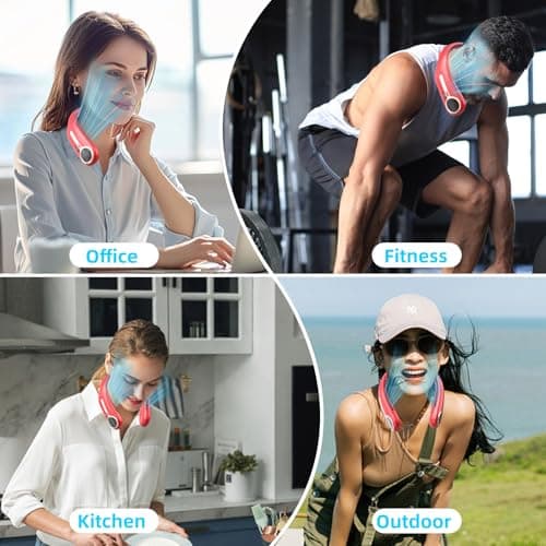 Portable Bladeless Neck Fan - USB Rechargeable - 6000 mAh - 360° Airflow - LED Display - 4 Speeds - Hands-Free Fan for Outdoor and Indoor Use - Gift — view 4
