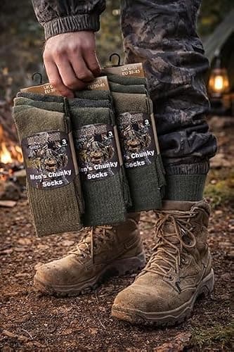 Men’s Army Military Thermal Socks – Moisture-Wicking Athletic Crew Socks with Fully Cushioned Sole for Boots, Walking & Hiking (3, Green) — view 3