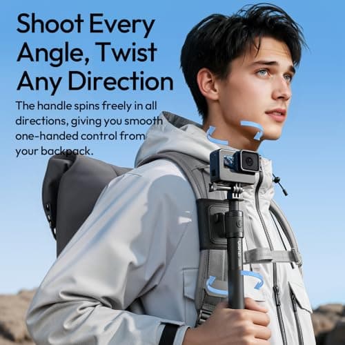 Ulanzi VL04 Selfie Stick w Backpack Mount Shoulder Strap, Extended Monopod Pole with Go pro Action Camera Adapter, Handheld Travel Pole w 1/4" Screw for Insta360 x5/4/3, DJI Pocket 3/Osmo Action 5/4 — view 6