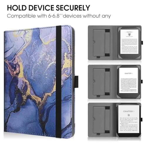 HGWALP Universal Case for 6" eReaders, Folio Leather Stand Cover with Handstrap Compatible with All 6 inch Paperwhite/Kobo/Tolino/Pocketook E-Book Reader,Marble Purple — view 5