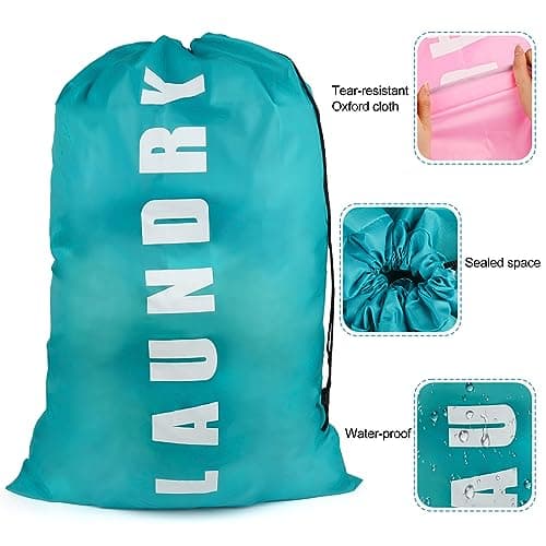 2 PCS Travel Laundry Bags, 24" x 36" Portable Large Laundry Bag (Blue,Pink) — view 3