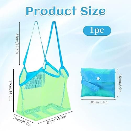 Crownflux Large Mesh Beach Bag for Women, Foldable Beach Tote Bag — view 3