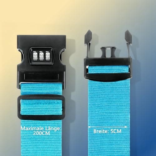 KIMHOME 2Pcs Suitcase Strap, Adjustable Non-Slip Eye-catching Quick Recognition Suitcase Strap with Combination Lock for Travel and Air Travel Moving (Sky Blue) — view 2