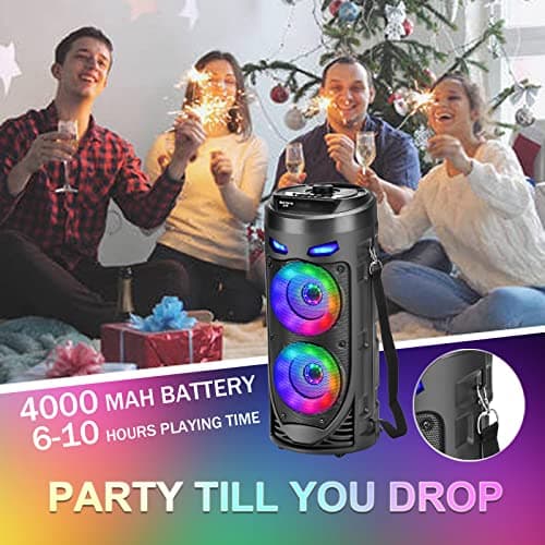 BabYoung Portable Bluetooth Speaker, 30W Wireless Speaker with Double 4'' Full range Stereo Sound, Mixed Color LED Lights, Remote, Supports EQ, TWS, USB, TF, AUX, Loud for Travel, Home, Party(1 Pcs) — view 5