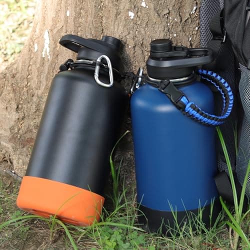 Sivaphe Stainless Steel Water Bottle 2 Litre, Vacuum Insulated Flask with Protective Sleeve, 64oz Large Bottles with Spout Lid for Outdoor, Sports(Blue) — view 6