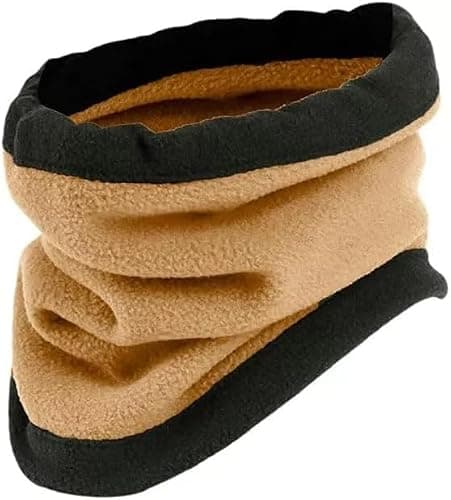 Polar Fleece Thermal Neck Warmer One Size Winter Sports Gaiter Face Mask Snood Hat Scarf For Chilly Cold Weather Windproof Keep Warm For Men Women (Beige, One Size)