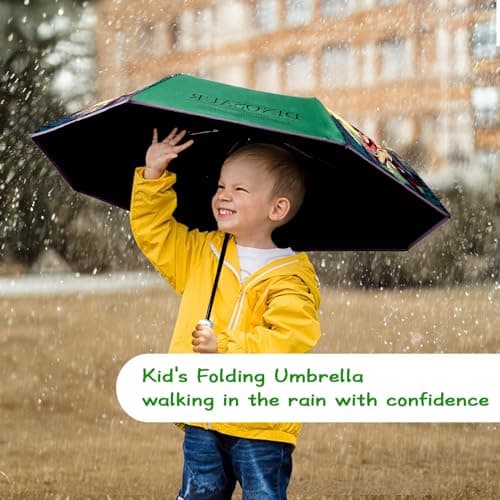 Kids Folding Umbrella, Windproof Automatic Travel Umbrella for Boys Roaring — view 3