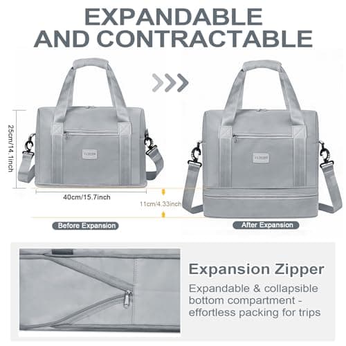 CS COSDDI Travel Bag, Overnight Bag with Shoes Compartment & Wet Pocket, Weekend Bags for Water Resistant Haspital Bag Gym Duffle Bag Women Men Holdall Bag, for Ryanair Cabin Bags 40x30x20 — view 2