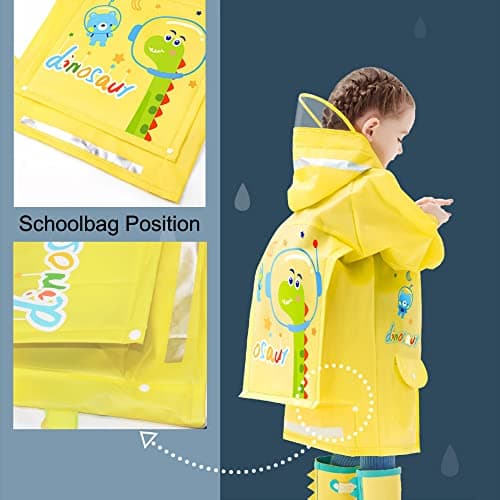 Fewlby Kids Rain Coat - Waterproof Toddler Poncho Jacket, 1-2 Years S Size — view 3