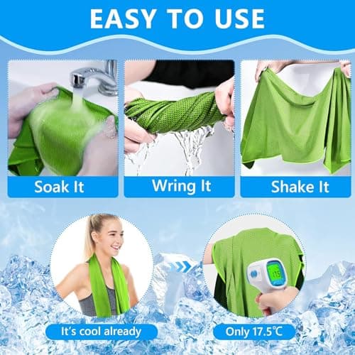 SZELAM [4 Pack] Cooling Towel (40”x 12”) Sweat Towel, Cool Rags Neck, Ice Towel Sport, Yoga, Trip, Beach, Camping, Cruise, Gym and More, Wet Towels Cool Down Neck, Sky Blue/Rose Red/Green/Royal Blue — view 4