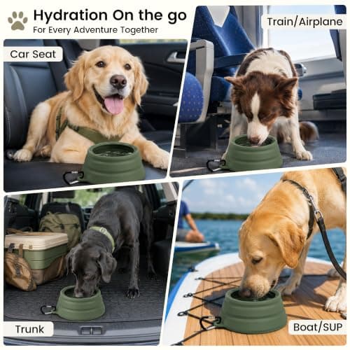 OHMO Large Non Spill Collapsible Dog Bowl, 1000 ml, Camo Green — view 3