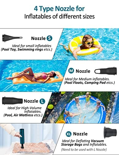 Electric Pump for inflatables, 2×2000mAh Rechargeable Cordless Air Pump for Inflatables Quick Inflater Deflater Battery Vaccum Pump for Air Pillow Camp Mattress Air Chair Sofa — view 6